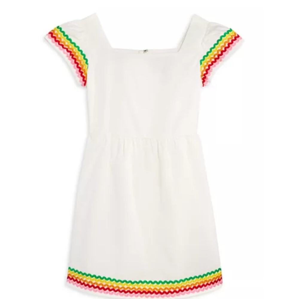 AQUA Girls' Ric Rac Trim Dress, Little Kid, Big Kid - Exclusive XL